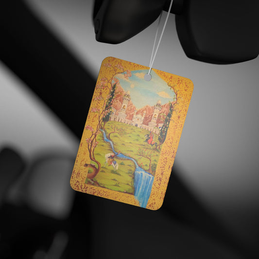Scenic Vintage Persian Landscape Car Air Freshener — Fairytail Waterfall Scented Ornament