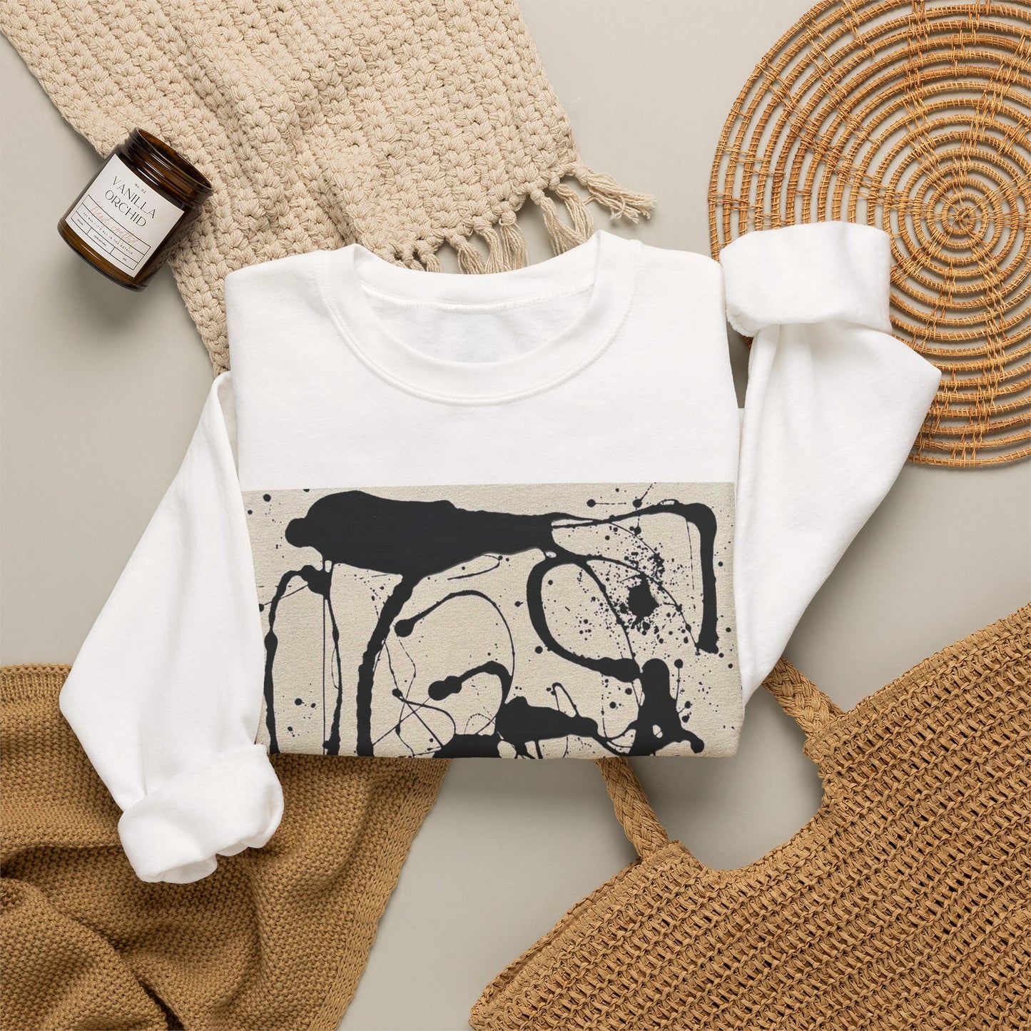 Abstract Ink Splatter Crewneck Sweatshirt