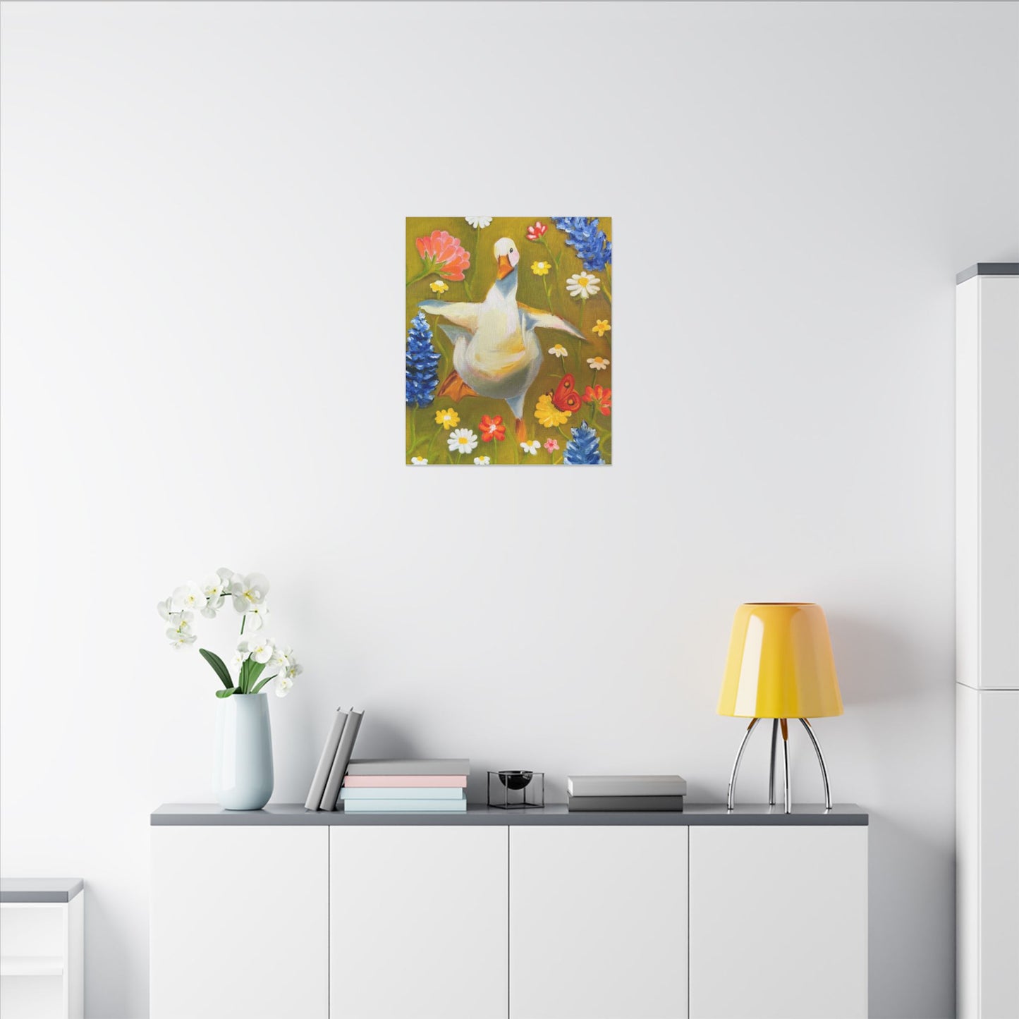Dancing Duck Floral Canvas Wall Art — Whimsical Decor