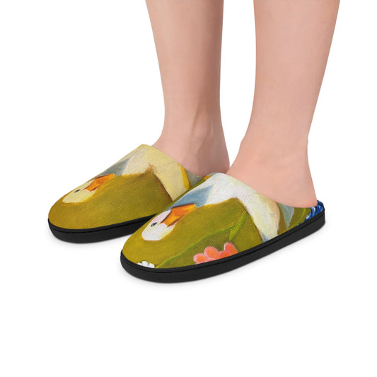 Goose Print Indoor Slippers — Cozy Women's House Shoes with Cute Duck Design