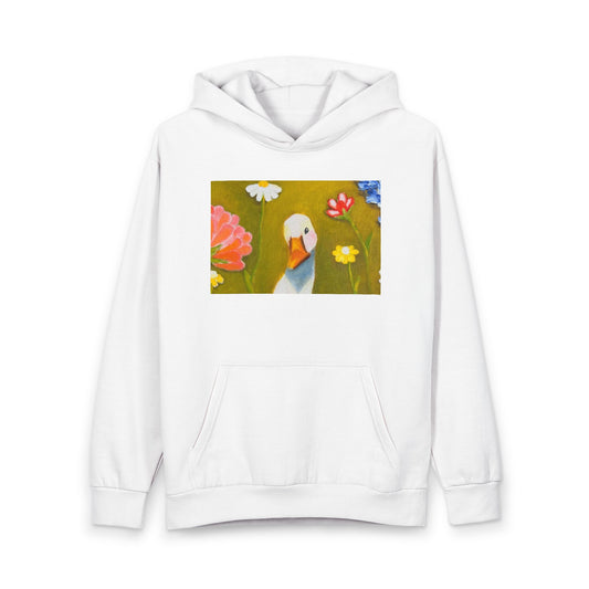 Dancing Duck Hoodie – Whimsical Floral Duck Graphic Pullover