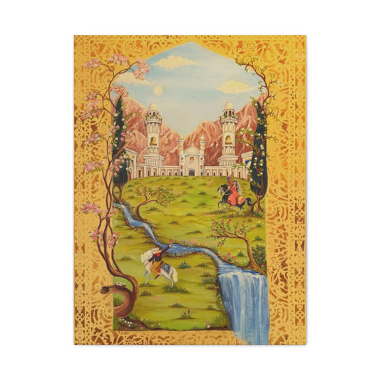 Princess meets Cowboy Illustration Canvas