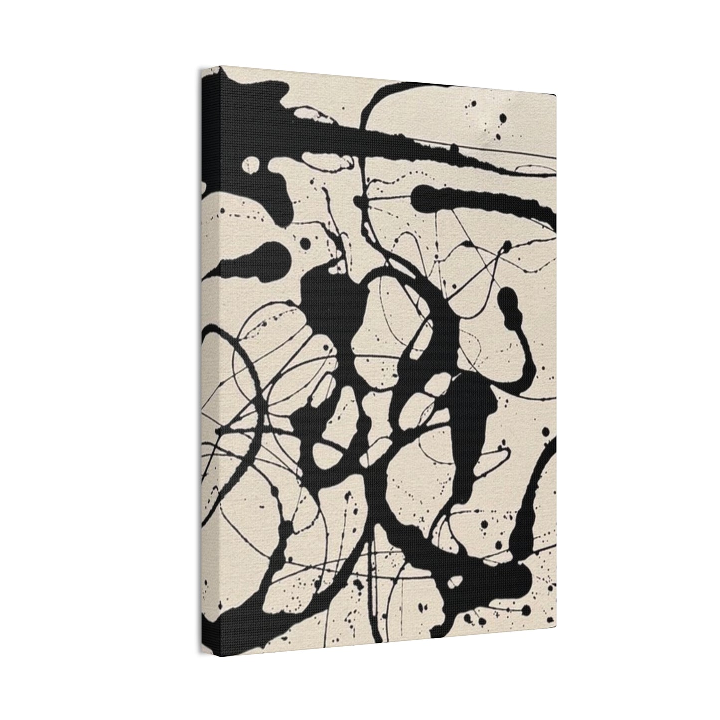 Abstract Black Ink Splash Canvas Print — Modern Drip Art