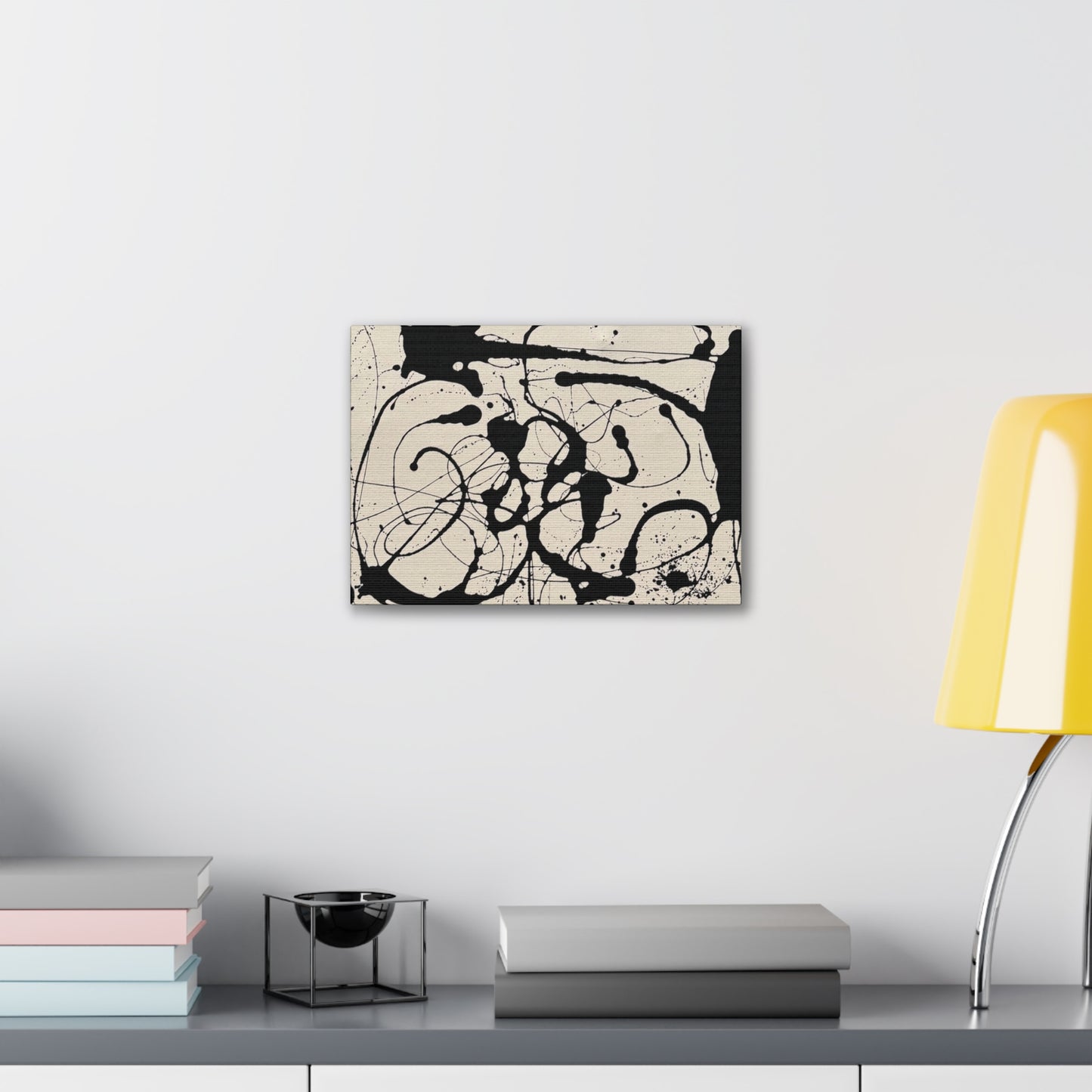 Abstract Black Ink Splash Canvas Print — Modern Drip Art