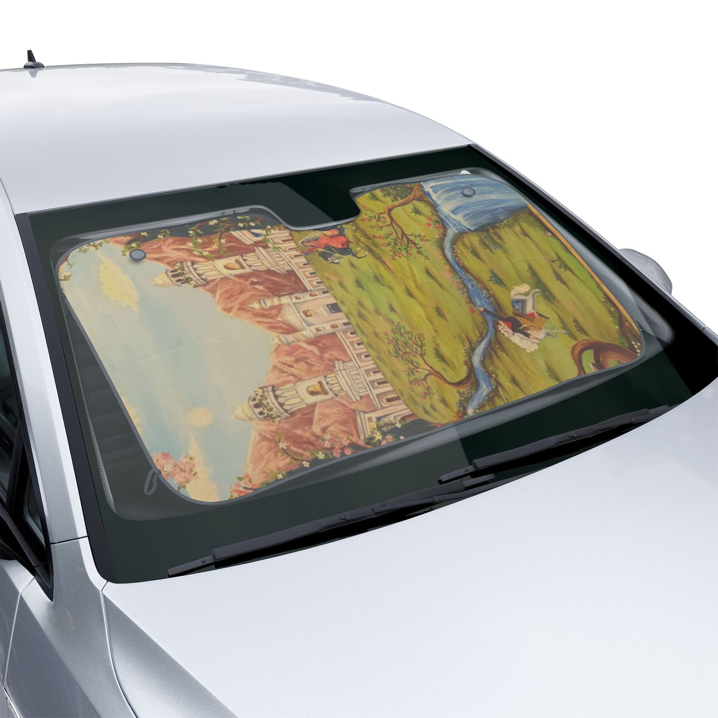 Vintage Persian Miniature Car Sun Shade — Scenic Palace Sunshade