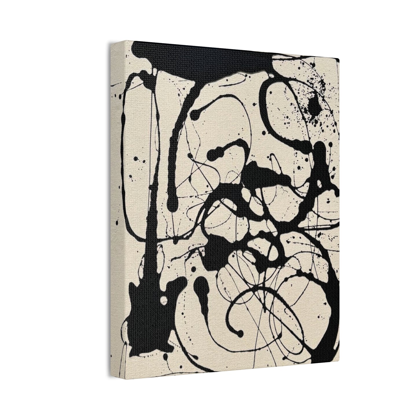 Abstract Black Ink Splash Canvas Print — Modern Drip Art