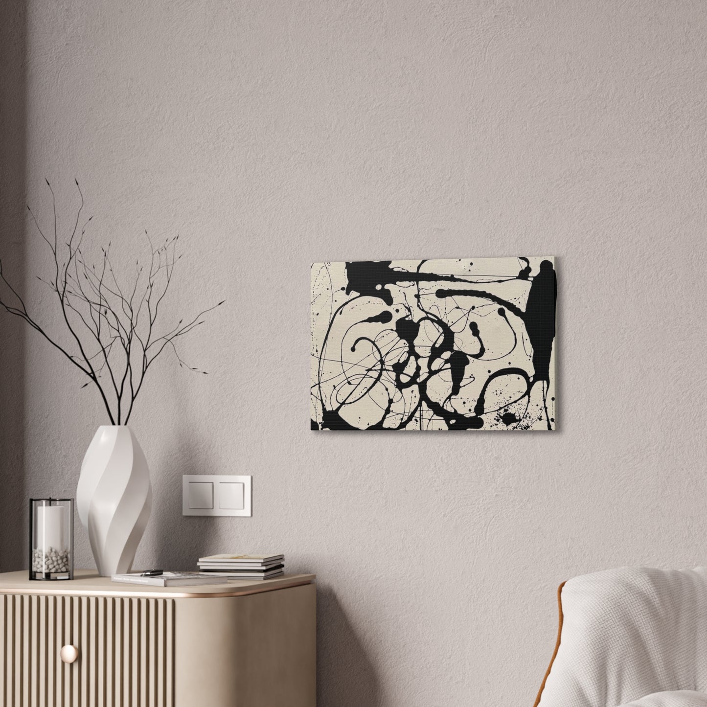 Abstract Black Ink Splash Canvas Print — Modern Drip Art