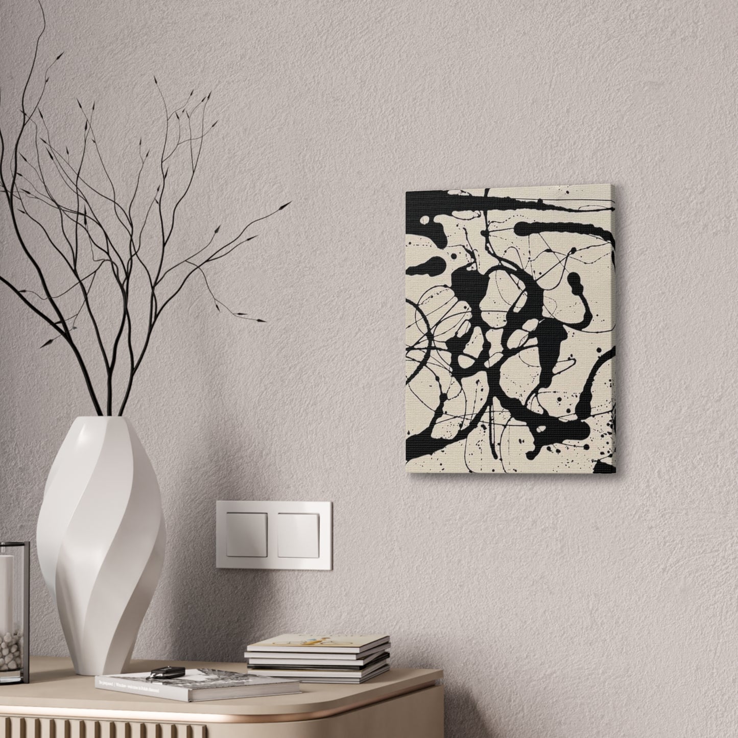 Abstract Black Ink Splash Canvas Print — Modern Drip Art