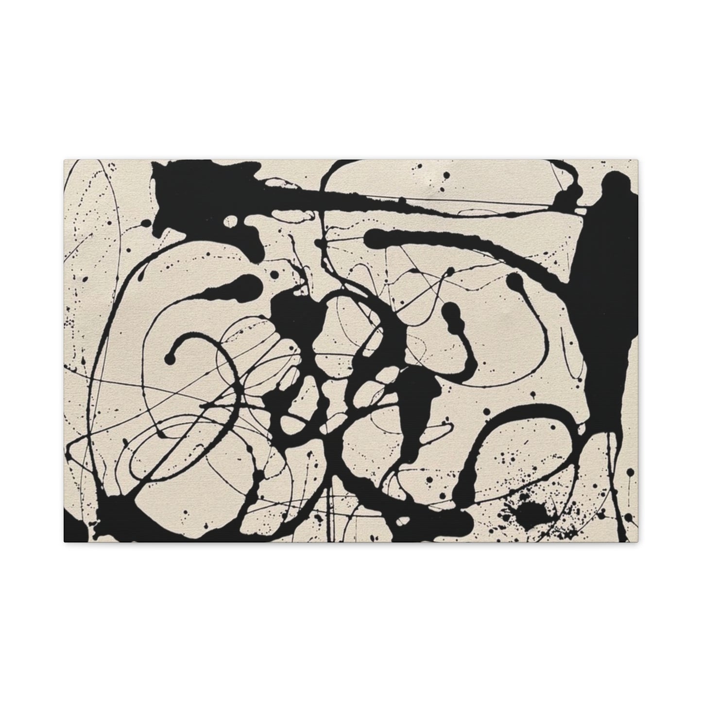 Abstract Black Ink Splash Canvas Print — Modern Drip Art
