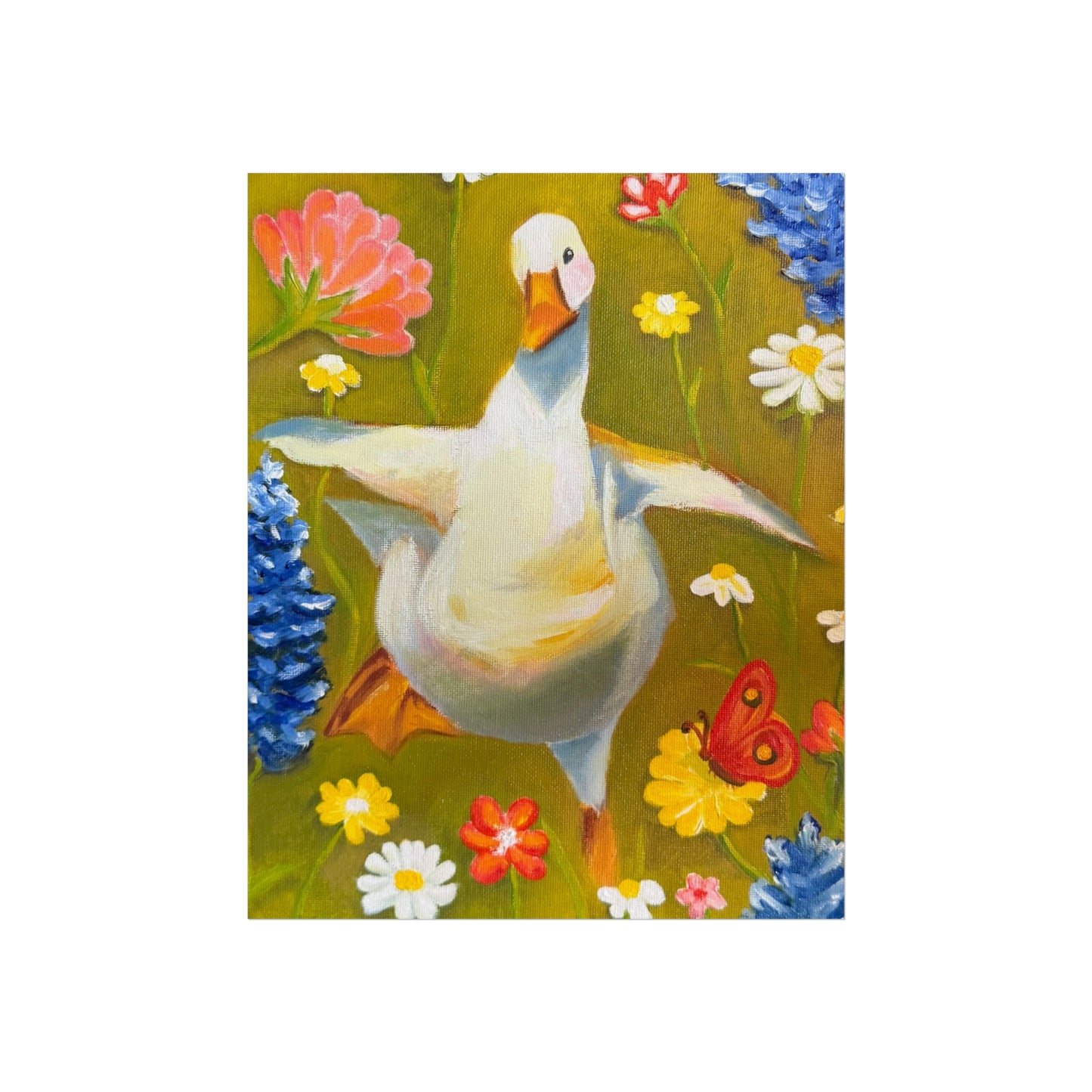 Goose in Wildflowers Fine Art Poster — Whimsical Animal Wall Art