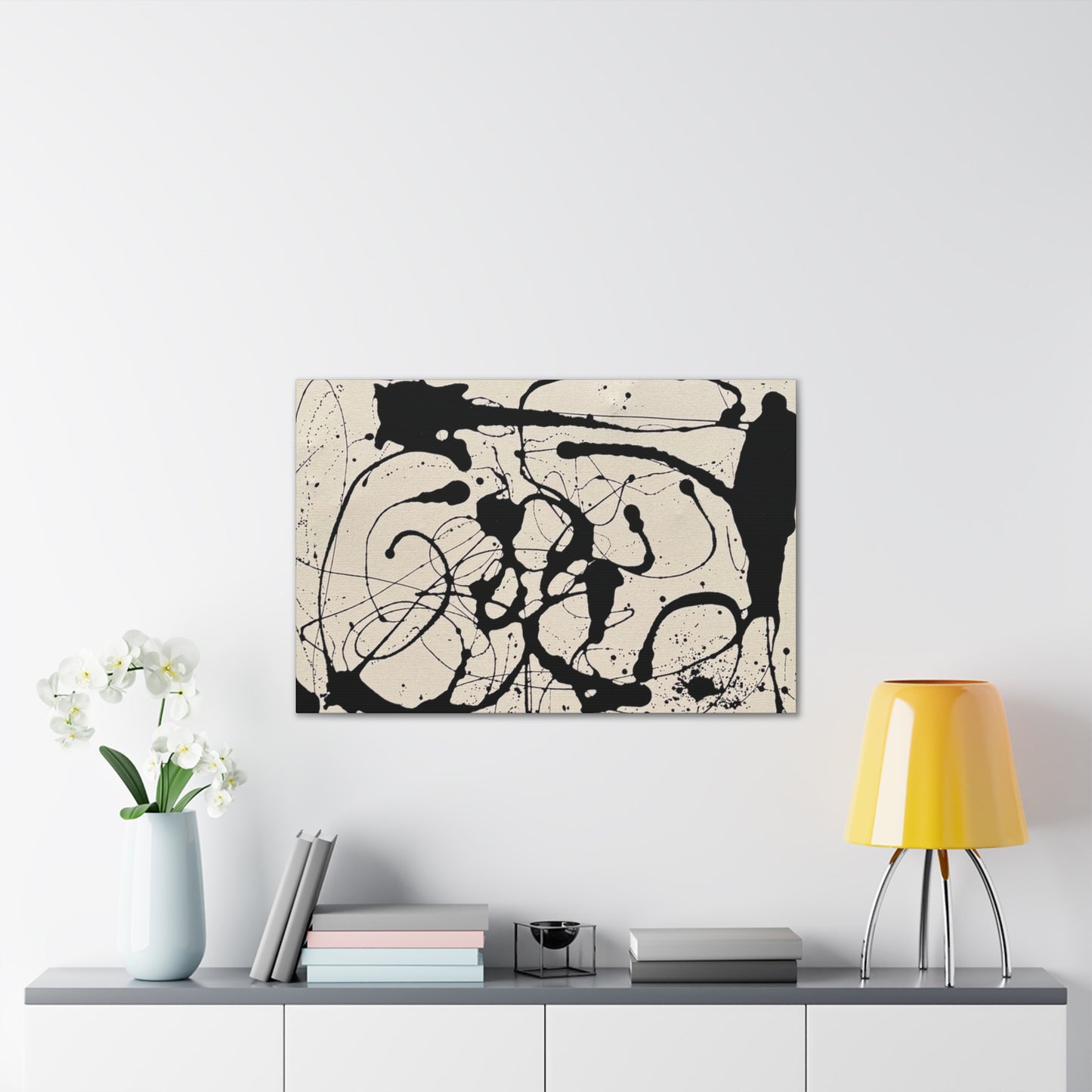 Abstract Black Ink Splash Canvas Print — Modern Drip Art