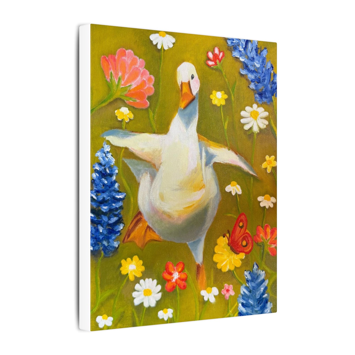Dancing Duck Floral Canvas Wall Art — Whimsical Decor