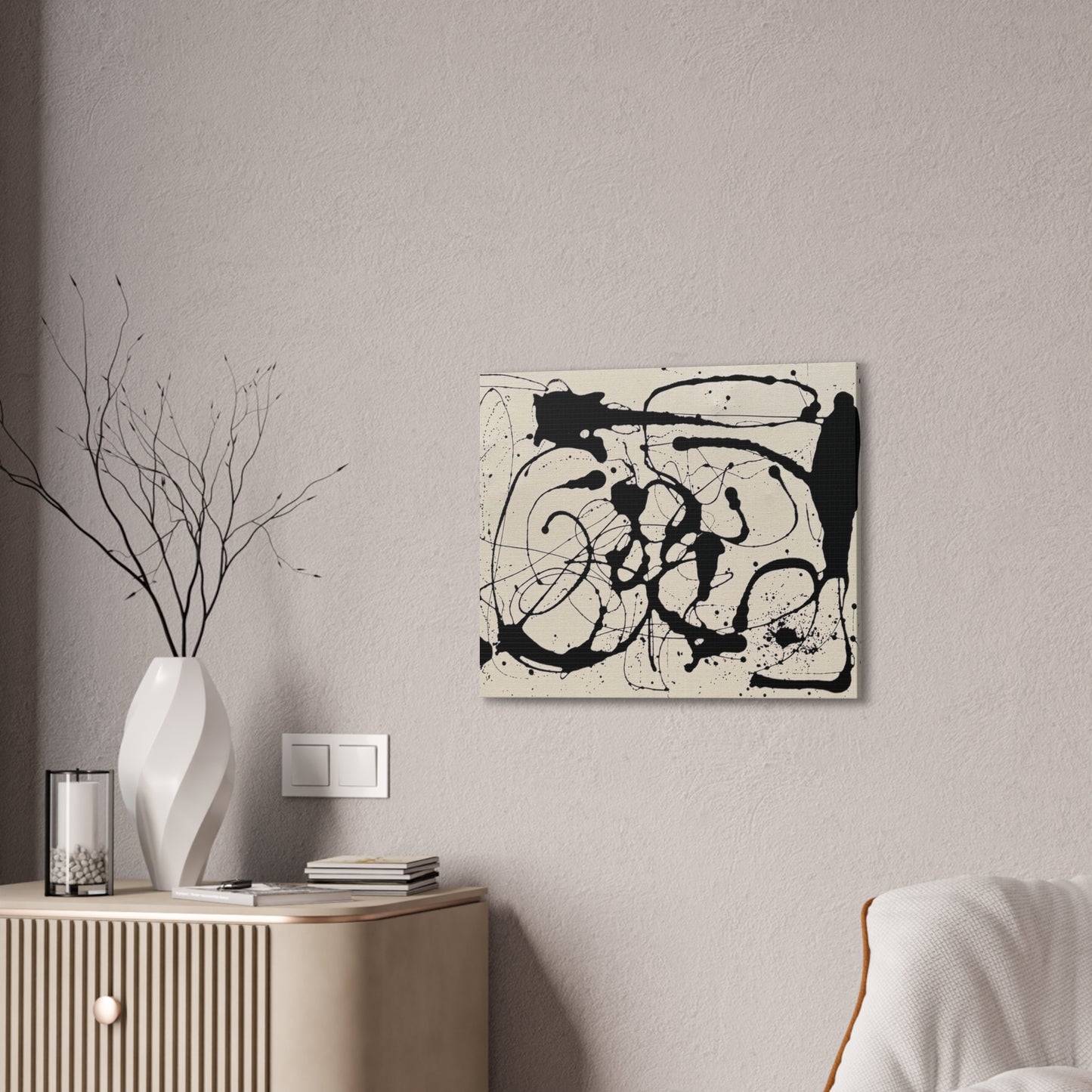 Abstract Black Ink Splash Canvas Print — Modern Drip Art