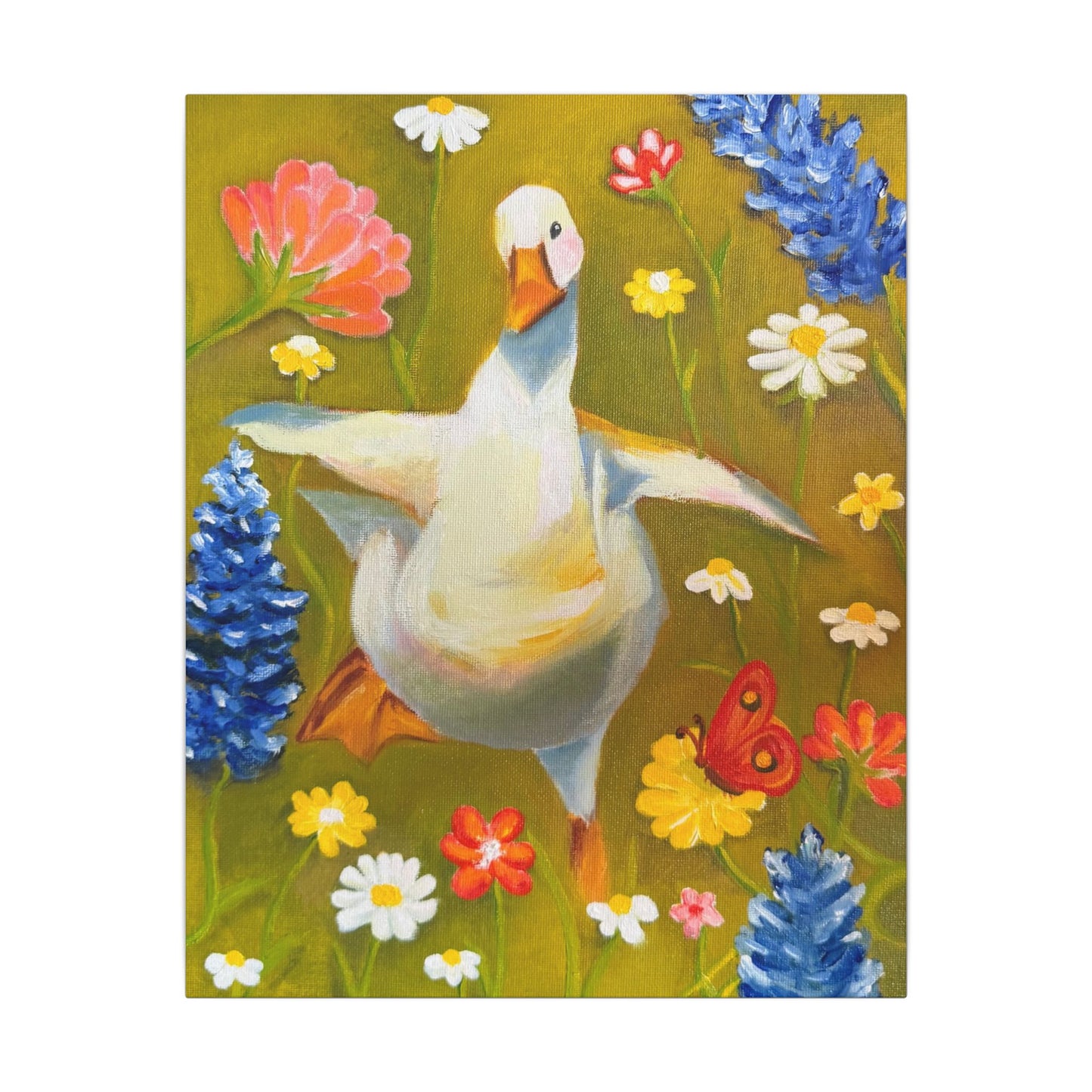 Dancing Duck Floral Canvas Wall Art — Whimsical Decor