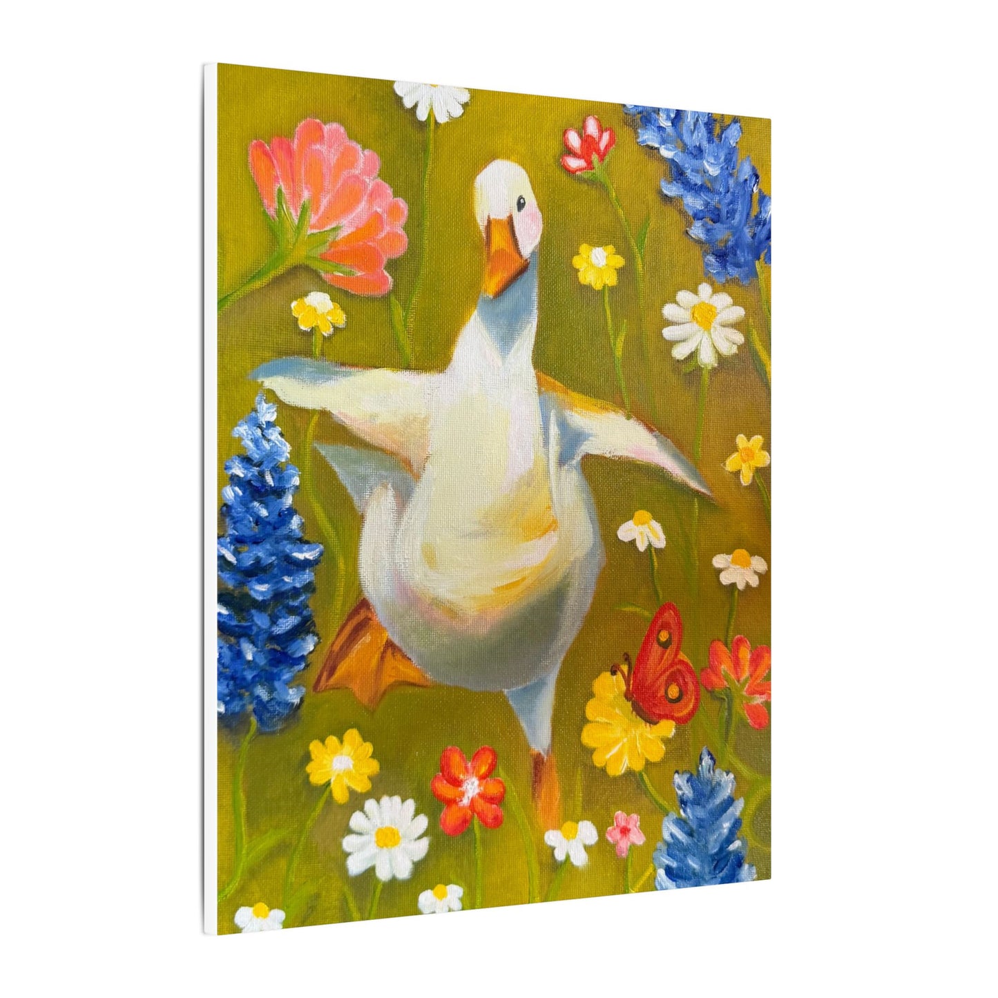 Dancing Duck Floral Canvas Wall Art — Whimsical Decor