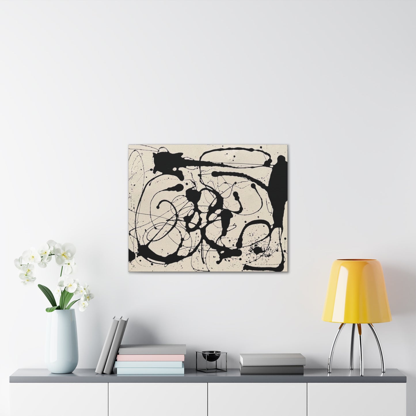 Abstract Black Ink Splash Canvas Print — Modern Drip Art