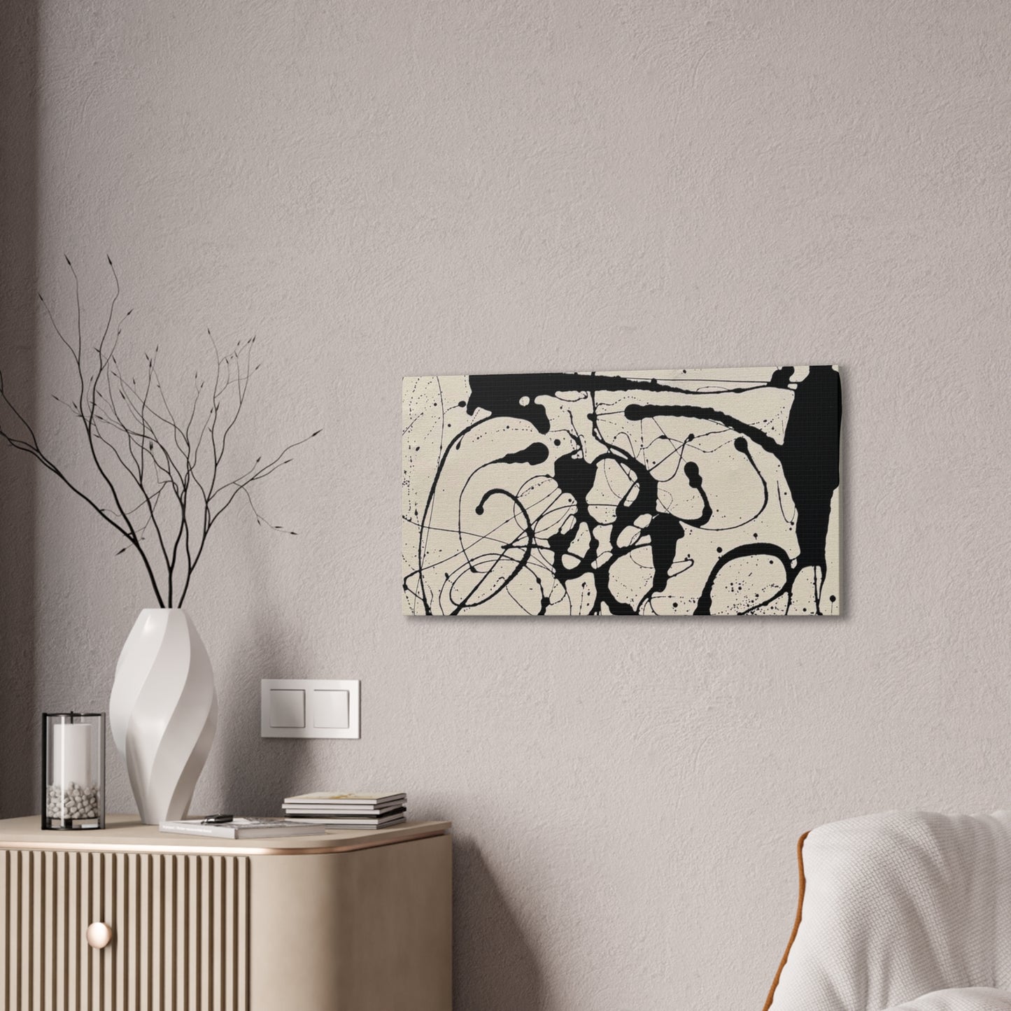 Abstract Black Ink Splash Canvas Print — Modern Drip Art