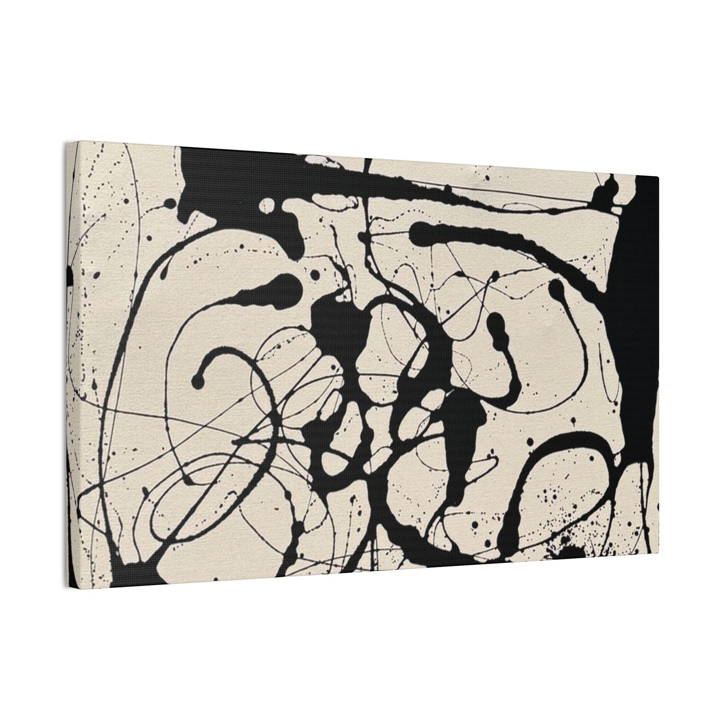 Abstract Black Ink Splash Canvas Print — Modern Drip Art