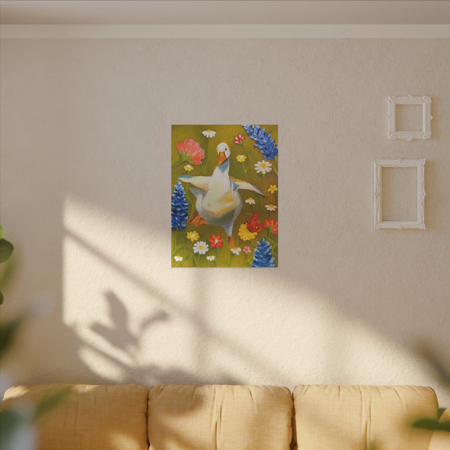 Dancing Duck Floral Canvas Wall Art — Whimsical Decor