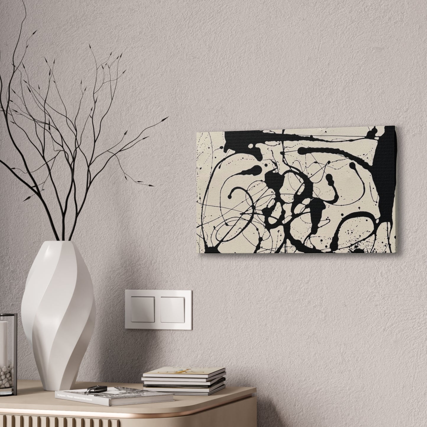 Abstract Black Ink Splash Canvas Print — Modern Drip Art