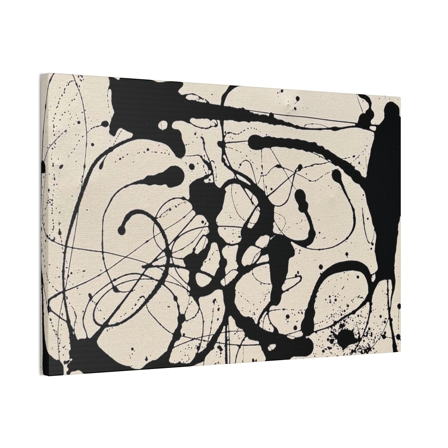 Abstract Black Ink Splash Canvas Print — Modern Drip Art