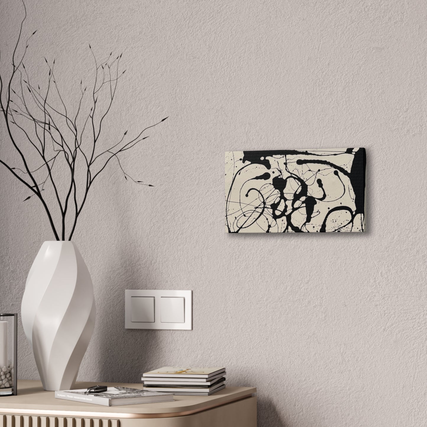 Abstract Black Ink Splash Canvas Print — Modern Drip Art