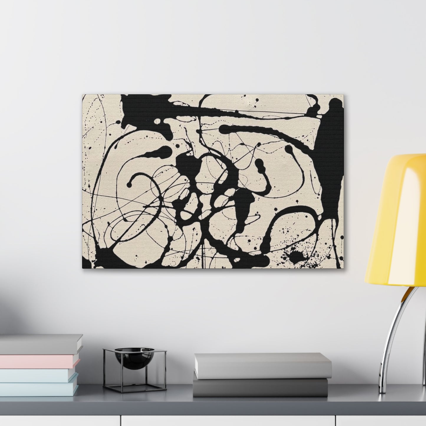 Abstract Black Ink Splash Canvas Print — Modern Drip Art