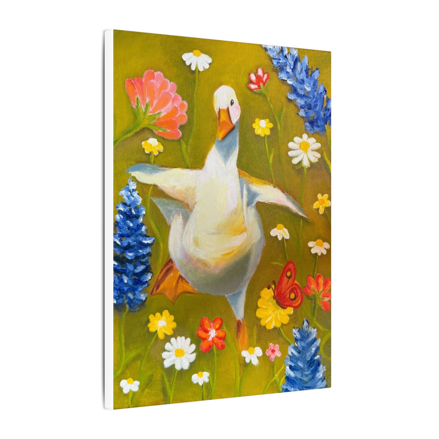 Dancing Duck Floral Canvas Wall Art — Whimsical Decor