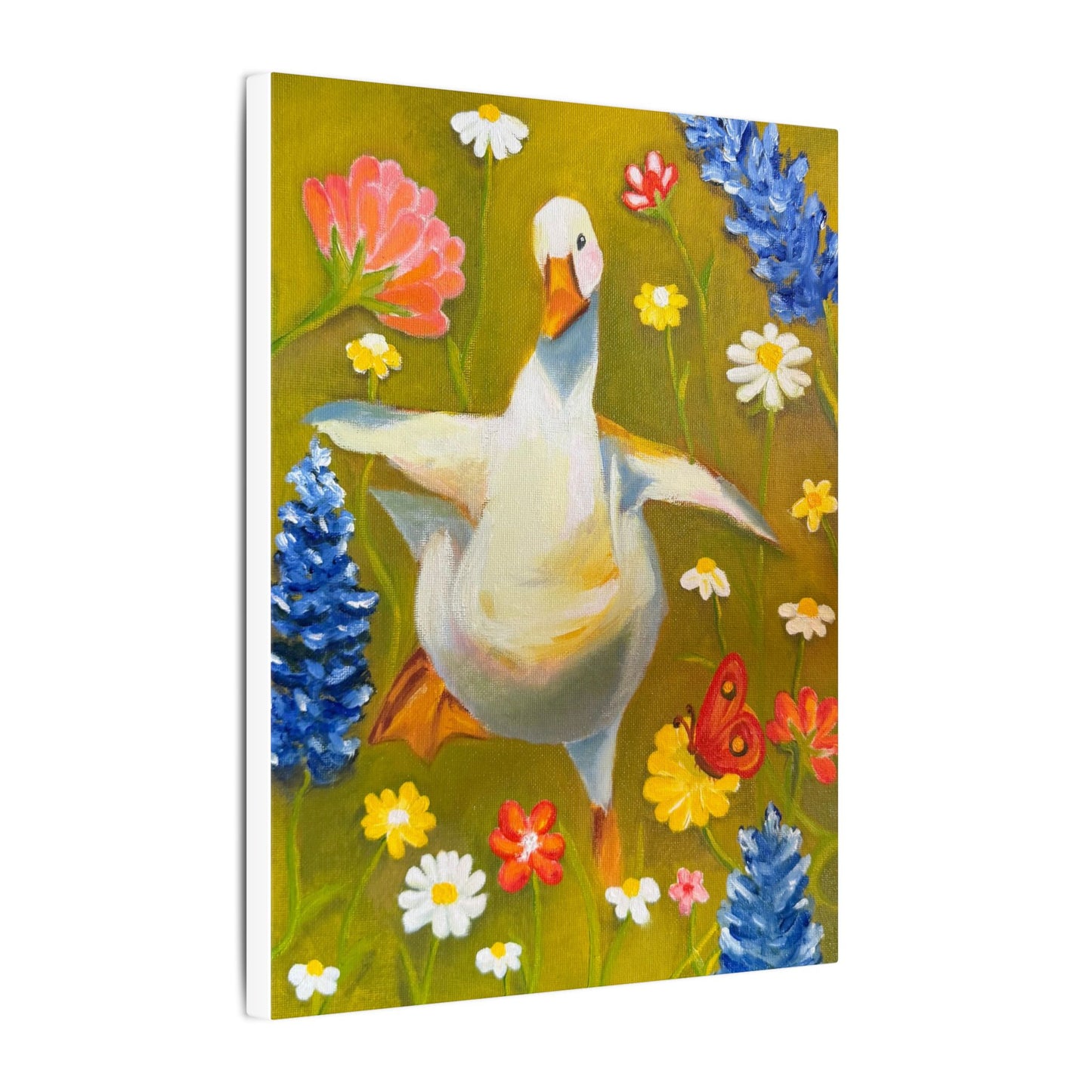 Dancing Duck Floral Canvas Wall Art — Whimsical Decor