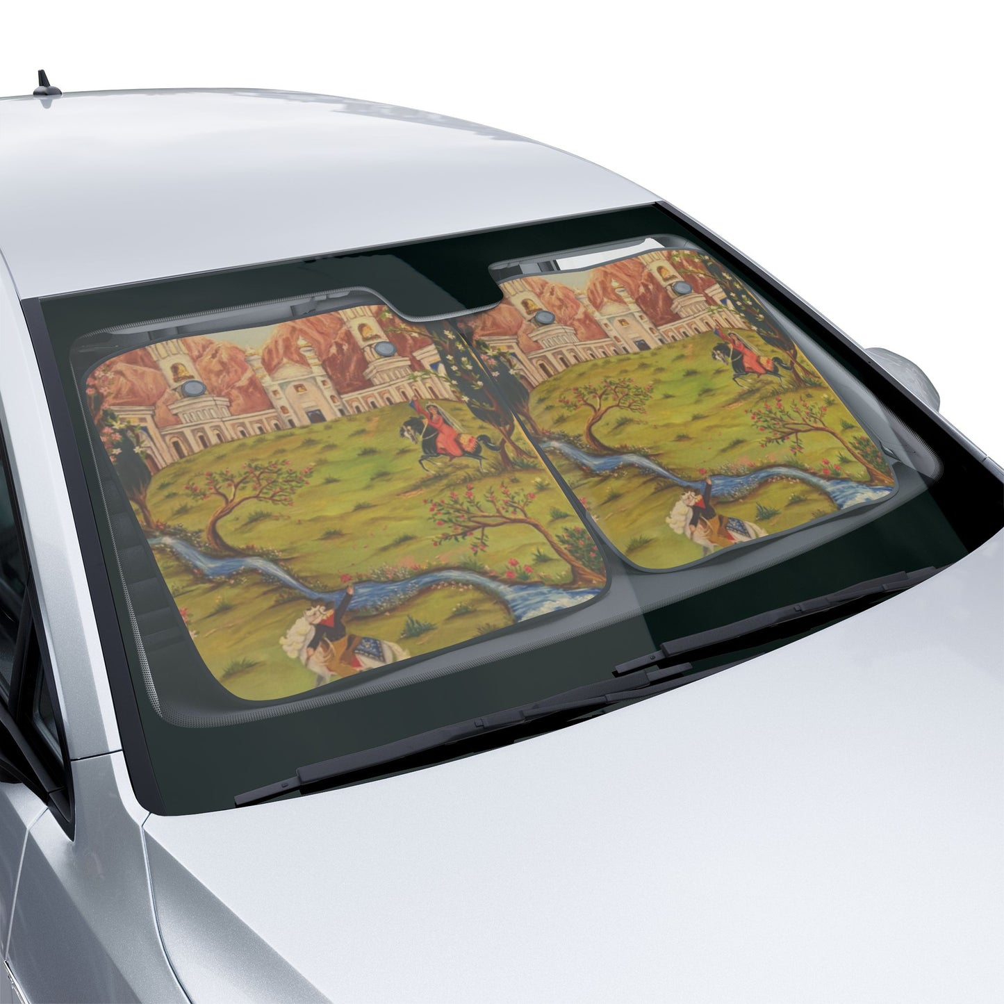 Vintage Persian Miniature Car Sun Shade — Scenic Palace Sunshade