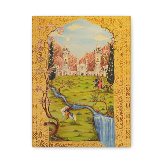 Princess meets Cowboy Illustration Canvas
