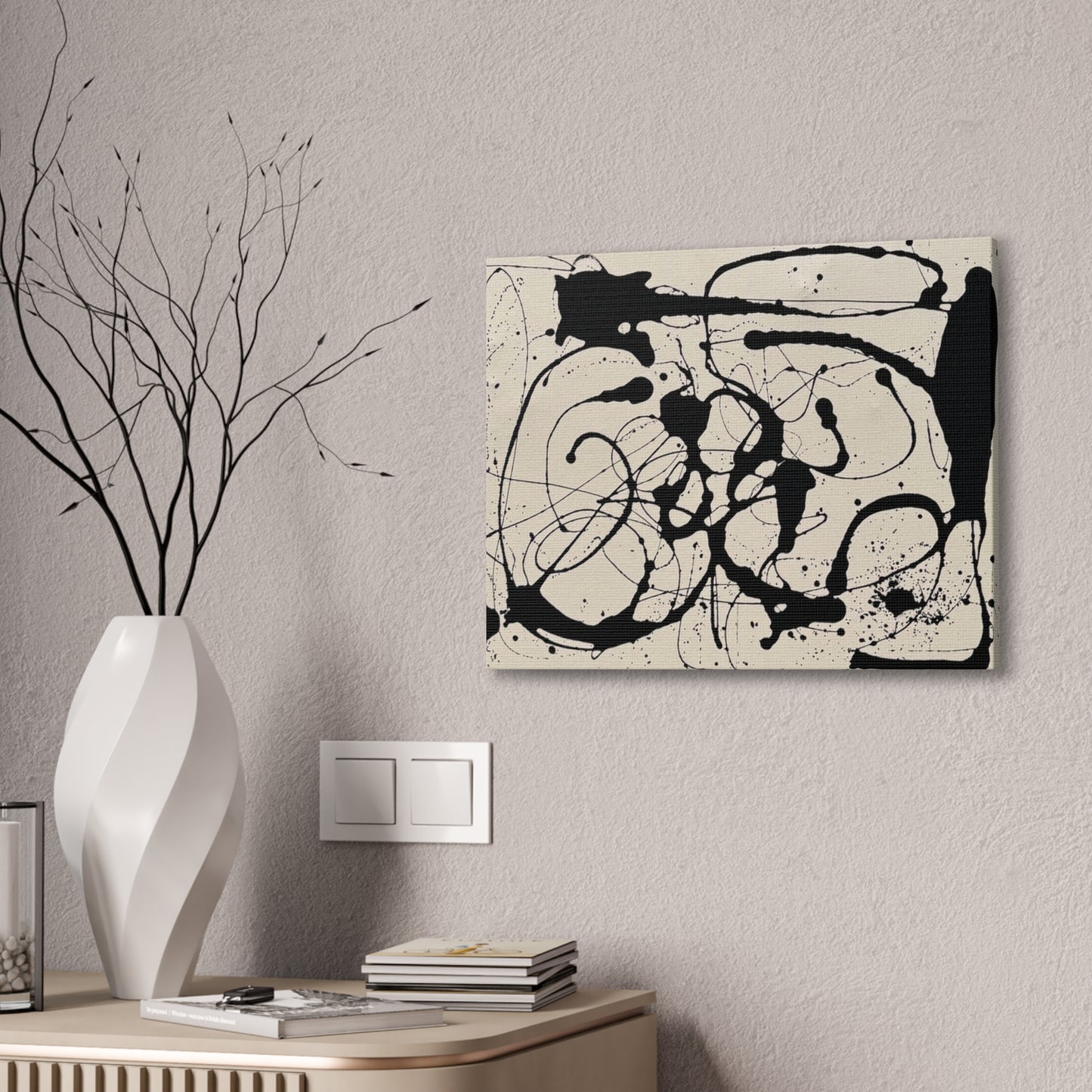 Abstract Black Ink Splash Canvas Print — Modern Drip Art