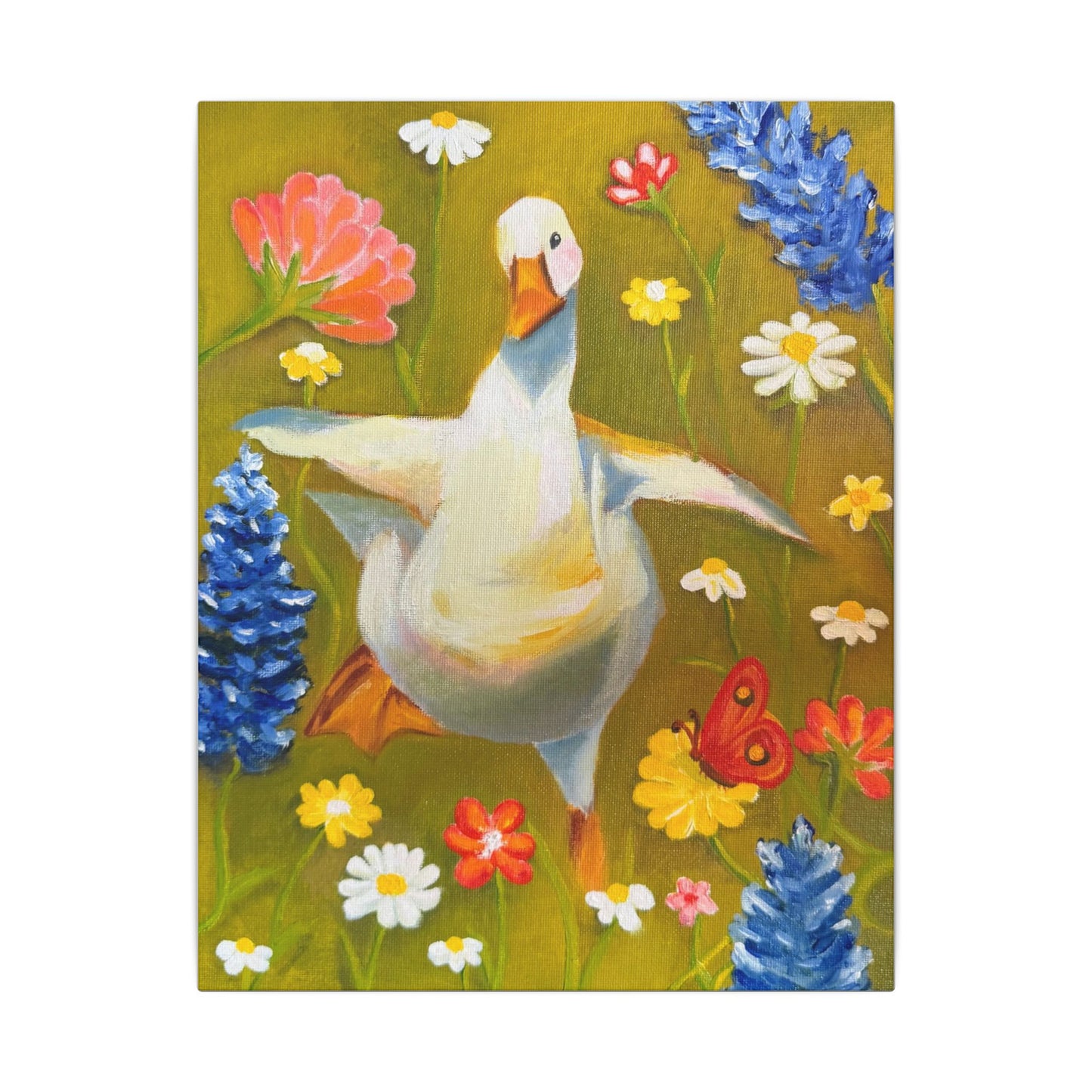 Dancing Duck Floral Canvas Wall Art — Whimsical Decor