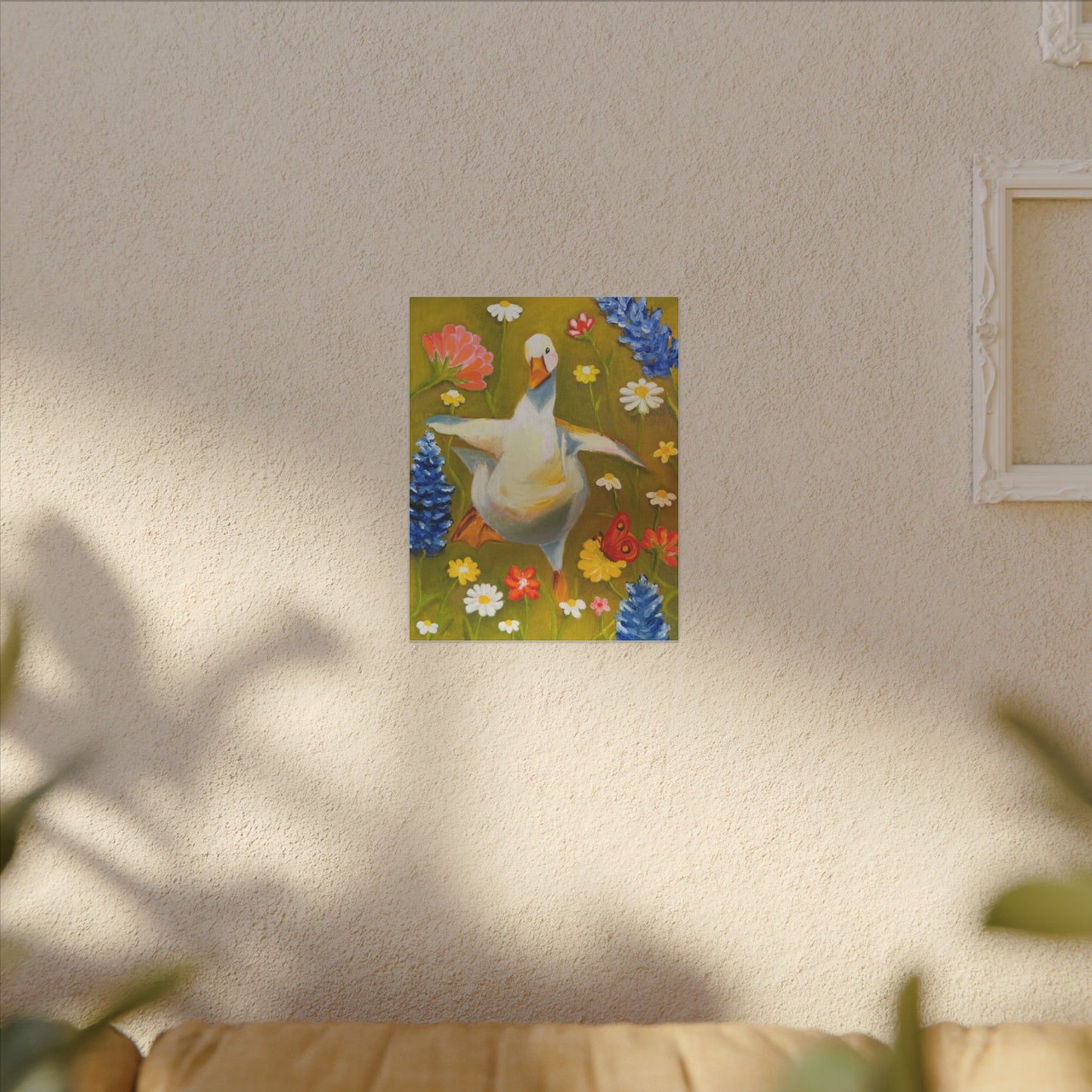 Dancing Duck Floral Canvas Wall Art — Whimsical Decor
