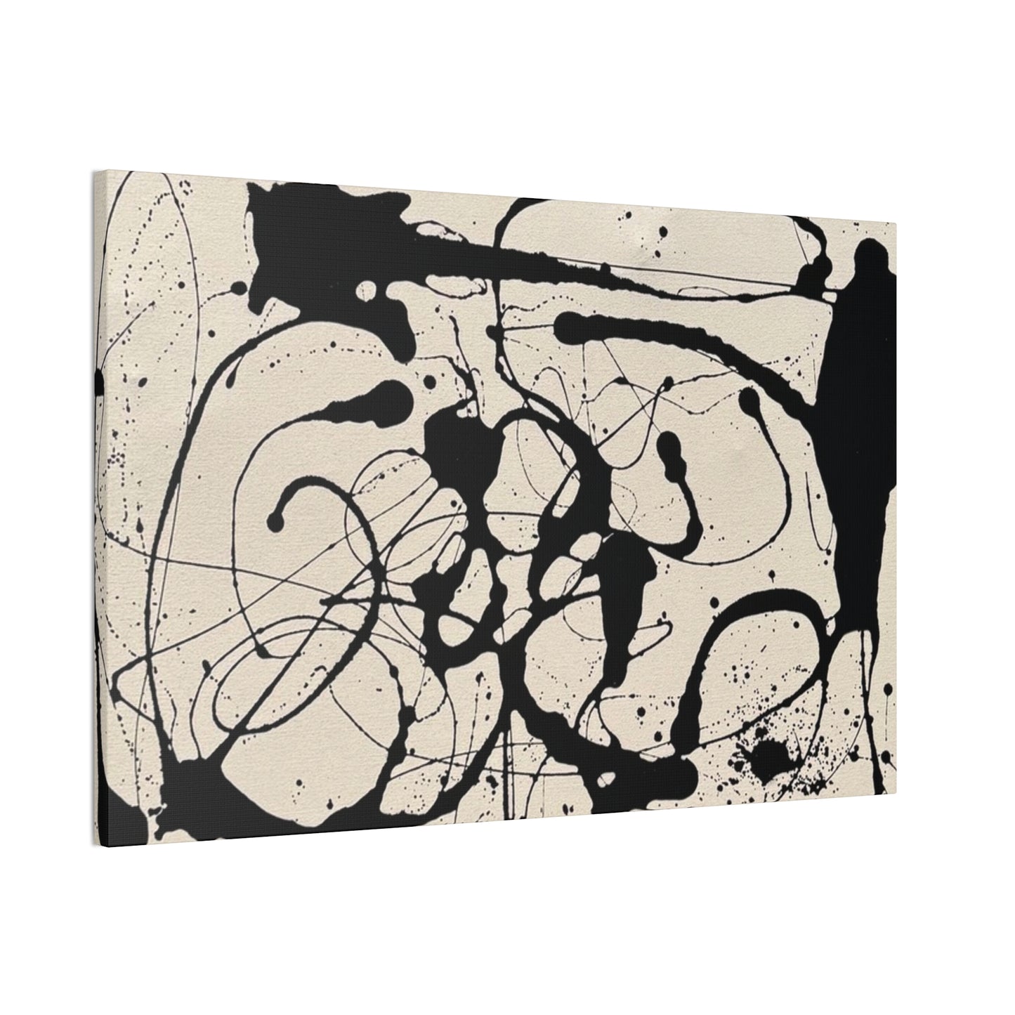 Abstract Black Ink Splash Canvas Print — Modern Drip Art