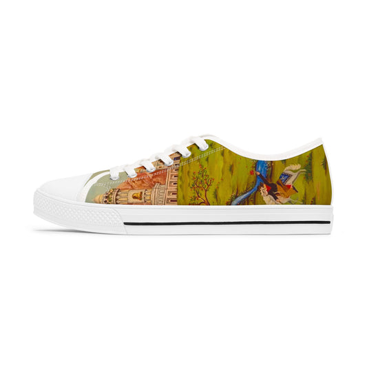 Low Top Sneakers — Vintage Storybook Castle Print for Women
