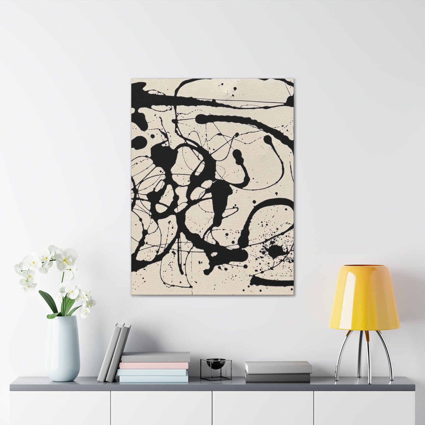 Abstract Black Ink Splash Canvas Print — Modern Drip Art