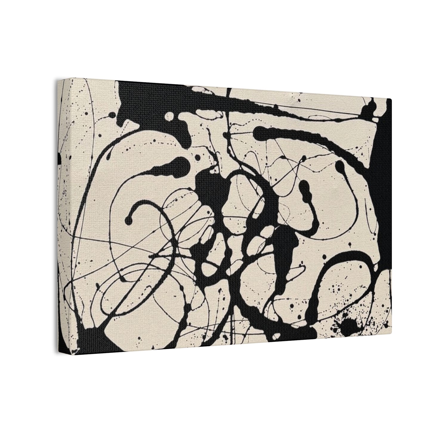 Abstract Black Ink Splash Canvas Print — Modern Drip Art