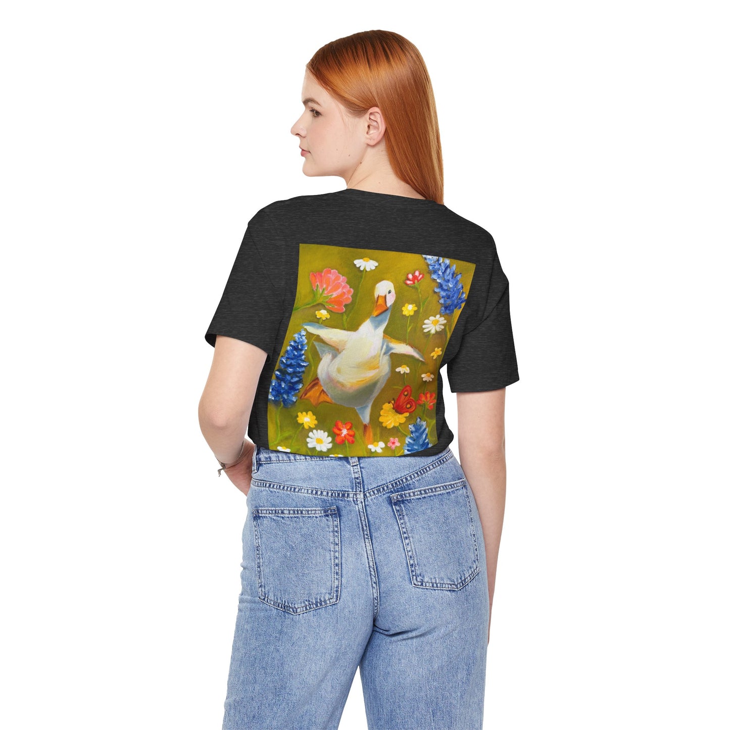 Dancing Duck Floral Tee — Whimsical Vintage-Style Goose T-Shirt