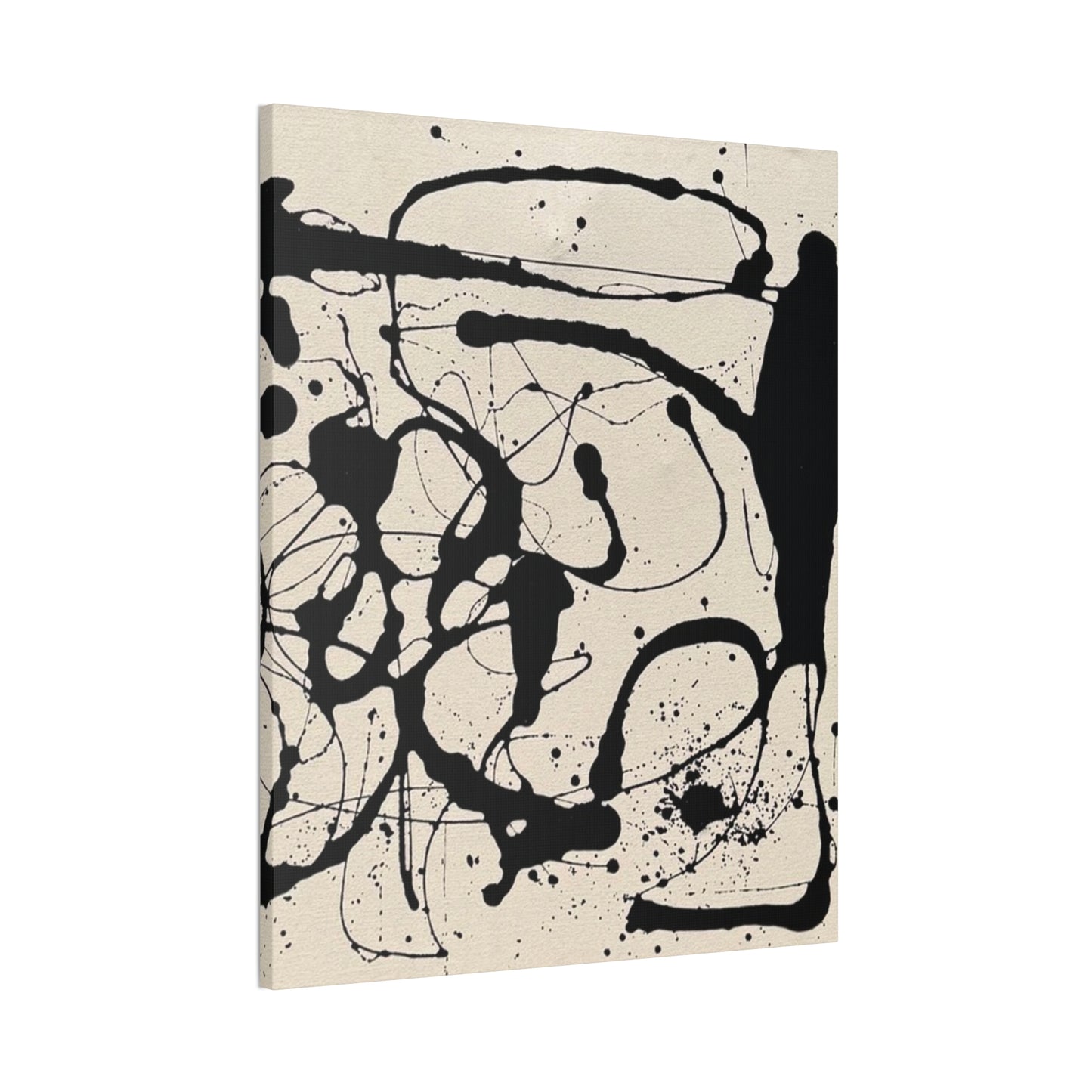Abstract Black Ink Splash Canvas Print — Modern Drip Art