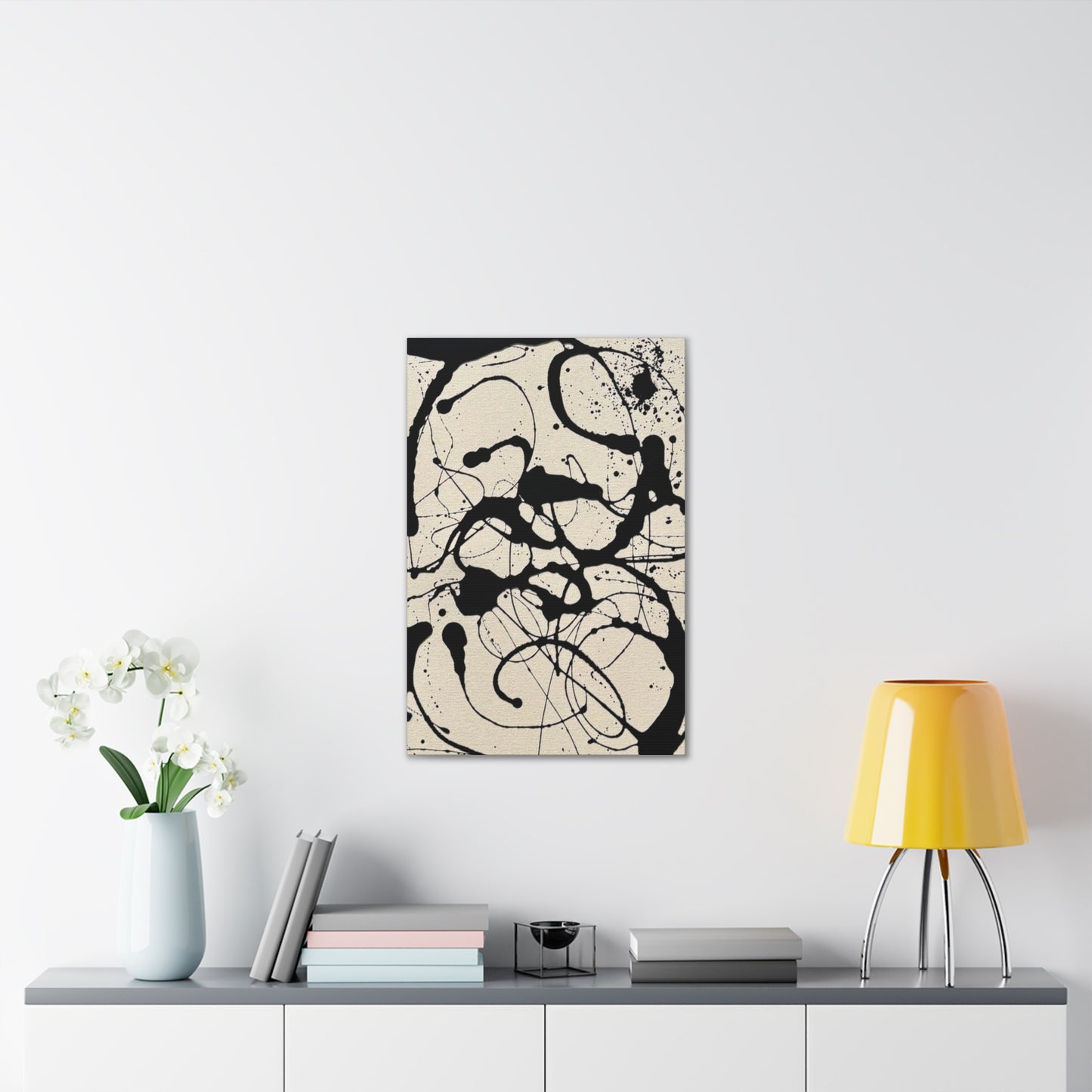 Abstract Black Ink Splash Canvas Print — Modern Drip Art