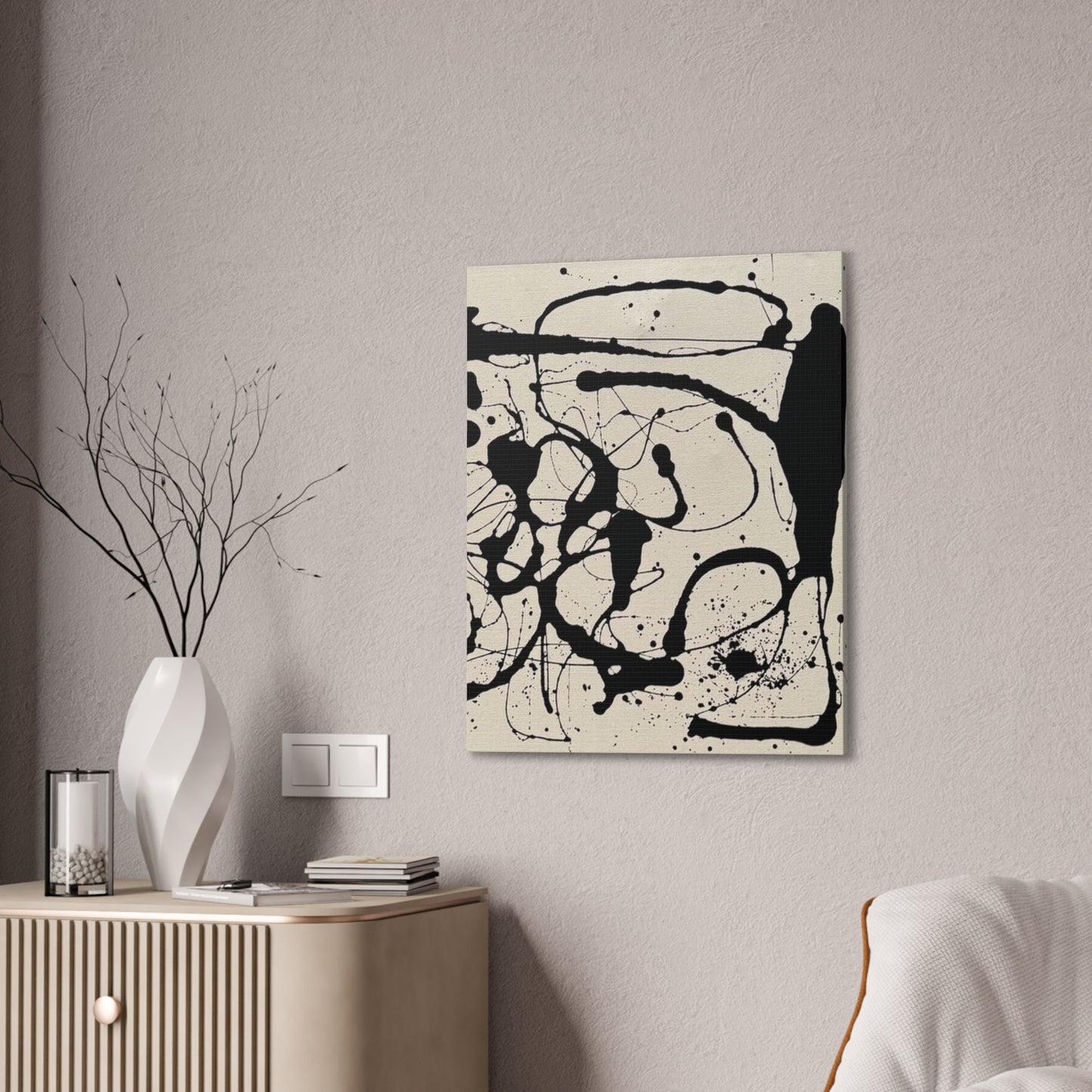 Abstract Black Ink Splash Canvas Print — Modern Drip Art
