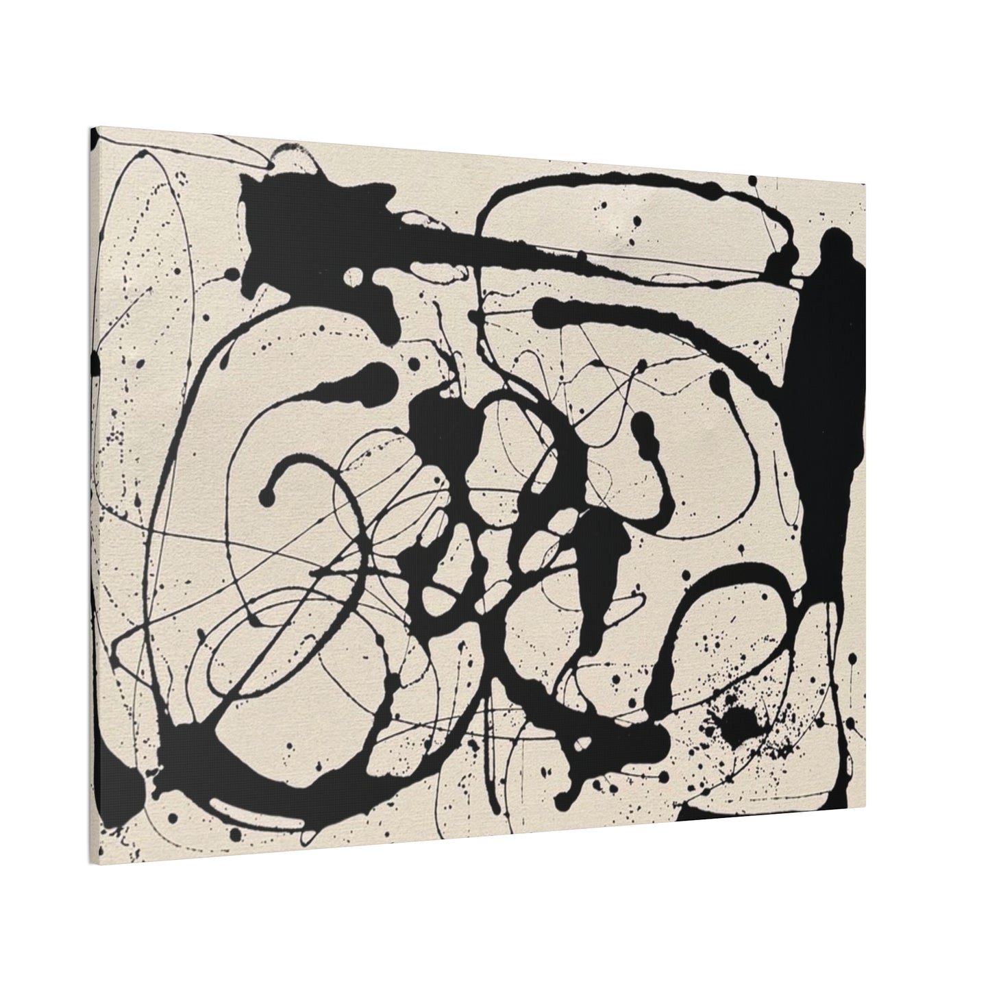 Abstract Black Ink Splash Canvas Print — Modern Drip Art