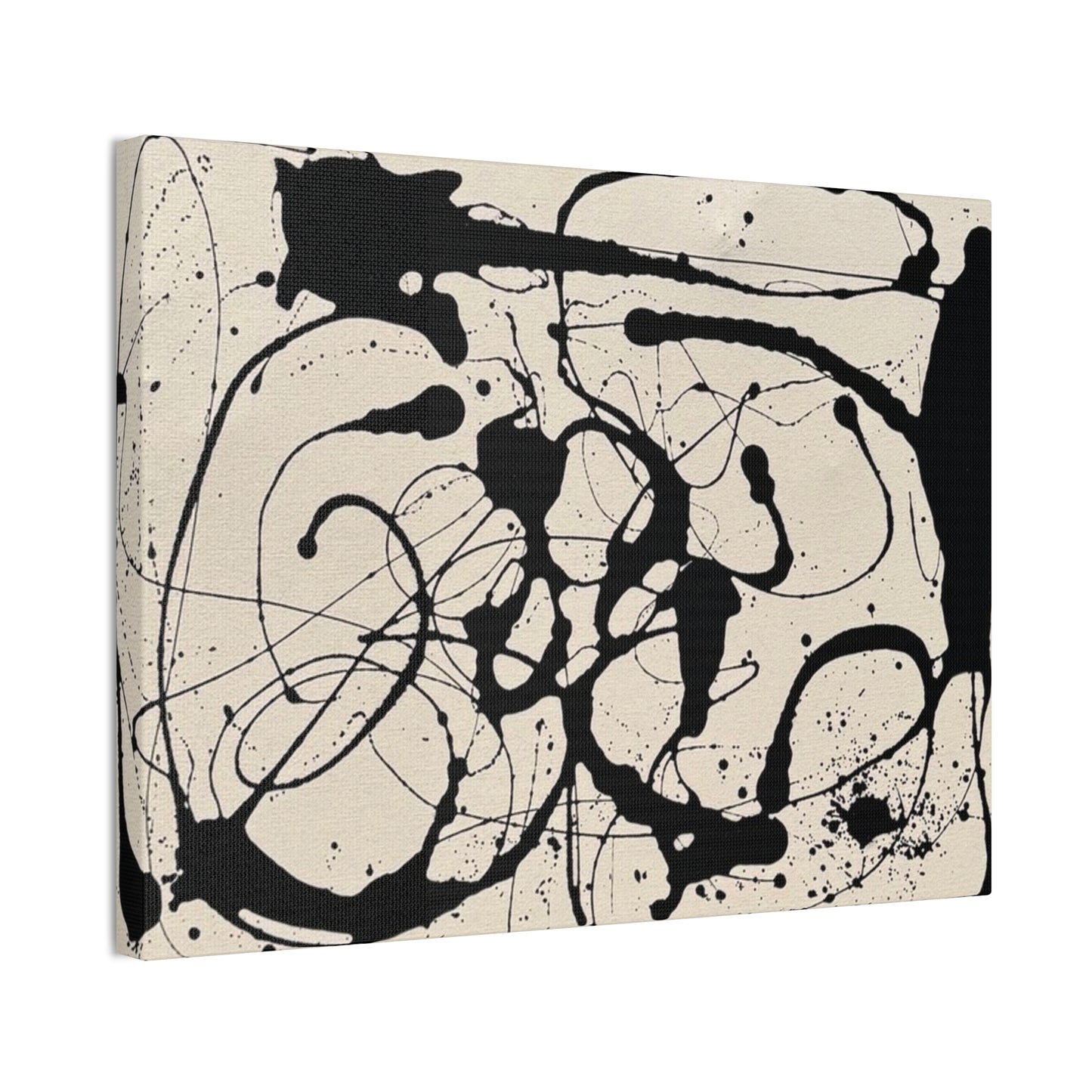 Abstract Black Ink Splash Canvas Print — Modern Drip Art