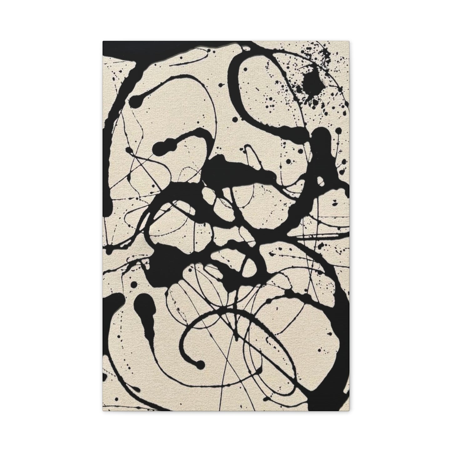 Abstract Black Ink Splash Canvas Print — Modern Drip Art