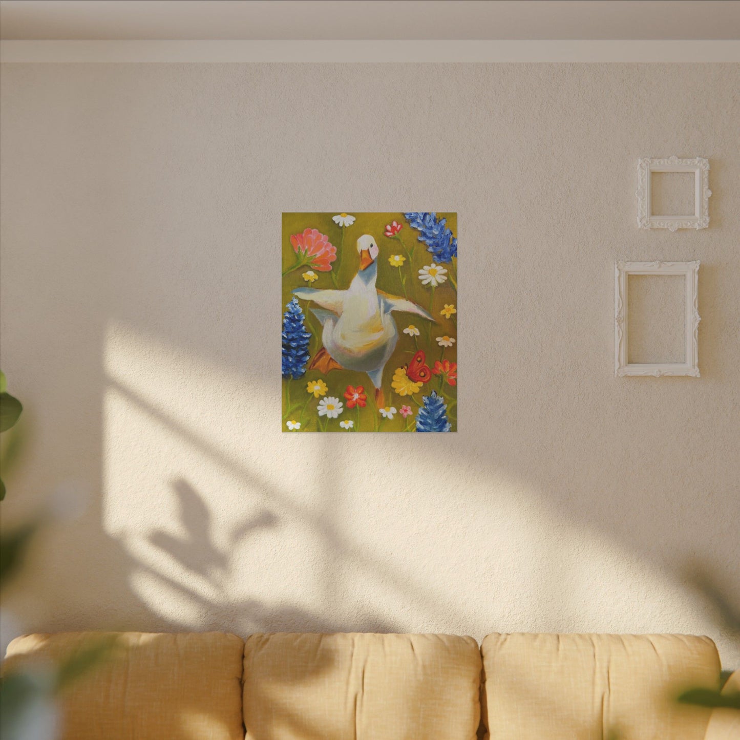 Dancing Duck Floral Canvas Wall Art — Whimsical Decor