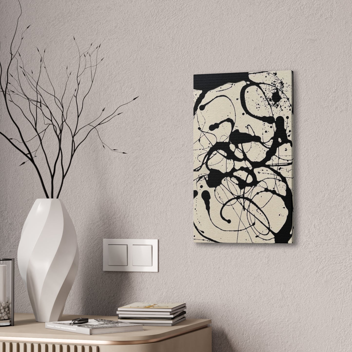 Abstract Black Ink Splash Canvas Print — Modern Drip Art