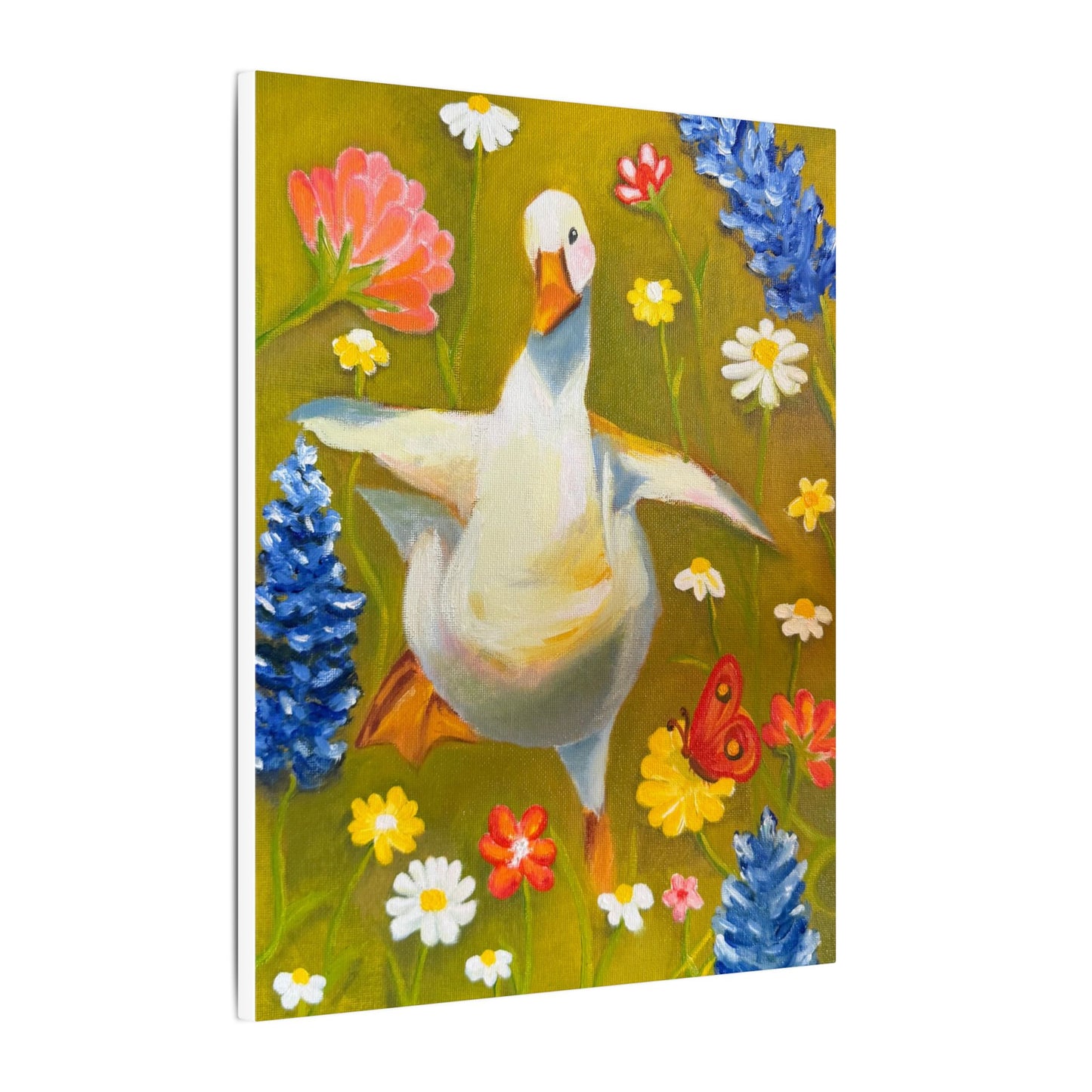 Dancing Duck Floral Canvas Wall Art — Whimsical Decor