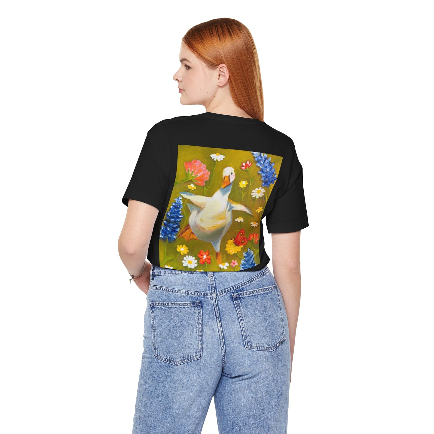 Dancing Duck Floral Tee — Whimsical Vintage-Style Goose T-Shirt