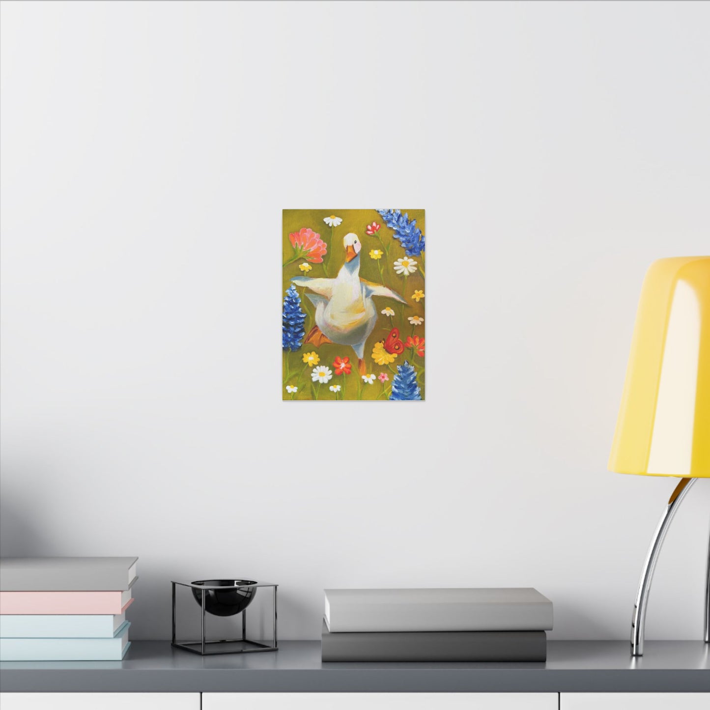 Dancing Duck Floral Canvas Wall Art — Whimsical Decor